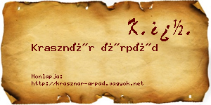 Krasznár Árpád névjegykártya